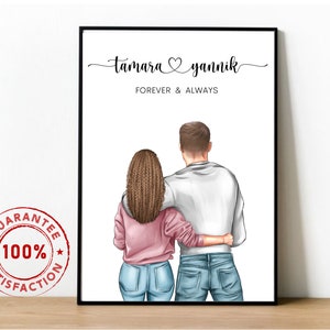 Personalized Couples Gift - Perfect for Anniversaries - Valentines & Special Occasions Digital Poster Gift for Her, Boyfriend Girlfriend