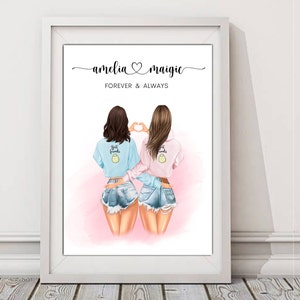 Full Custom Personalised gift for your bestie - BFF - Her Birthday - Friends Illustration - Digital Prints