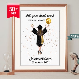 Ritratto personalizzato per la laurea - Regalo di laurea - Regalo personalizzato per lei - Migliore amica - Stampa di laurea - Stampa celebrativa 2023