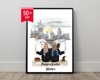 Personalized Wizard School Print: BFF Gift, Magic School Decor (Digital)