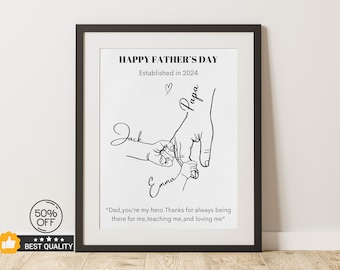 Benutzerdefiniertes Vatertagsgeschenk von Tochter, personalisierte Vaterlinie Kunst, neuer Vatergeschenk, Kindernamendruck, Sentimentaler Vatergeschenk, digitaler Download