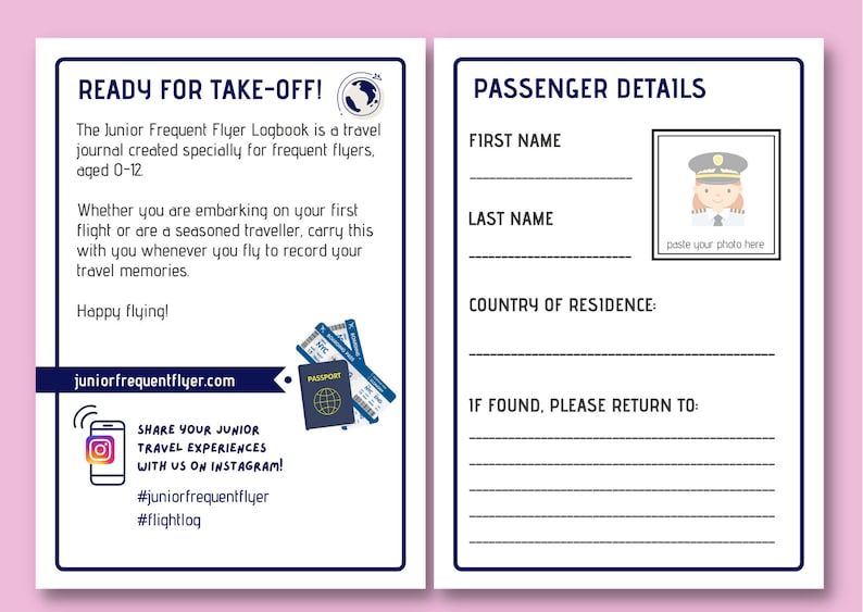 Flight Logbook for Girls by Junior Frequent Flyer (2025 Edition) - Etsy