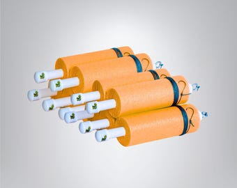 Lot de 10 nouilles de pêche JUMBO, ligne personnalisée orange | Crochet rond | Pichets de pêche | Cruche de poisson-chat | Plate-forme pour poisson-chat | Nouilles de pêche | Pêche au chat