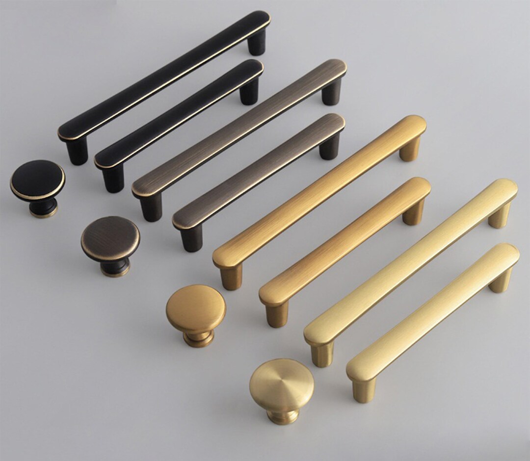 3.75" 5" Solid Brass Cabinet Pulls Pure Modern Kitchen Drawer Knobs ...