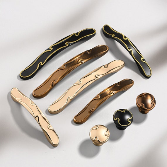 3.78 5 Black Gold Kitchen Knobs Handles Etsy