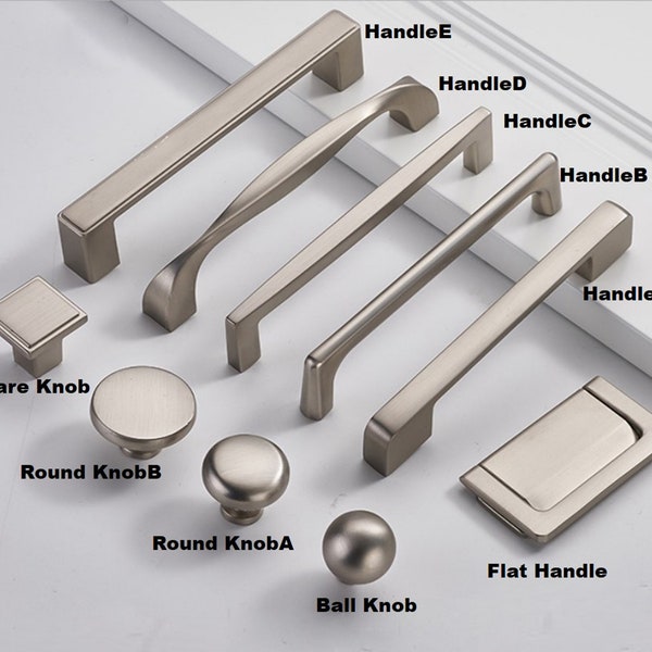 3.75" 5" 7.56" 8.8" 12.6" Brushed Nickel Wardrobe Handles Modern Kitchen Cabinet Pulls Handles Drawer Knob Pulls Dresser Pull Hardware HW212