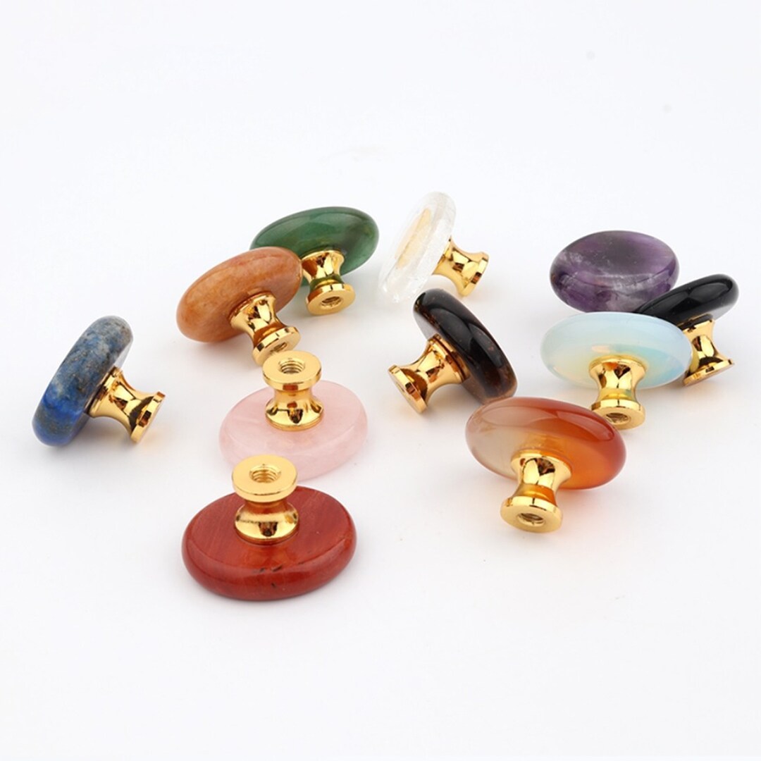 1 Natural Stone Drawer Knobs Crystal Jewelry Box Drawer Knobs Pulls