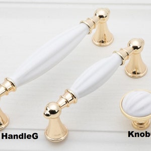 3.75" 5" Gold White Ceramic Kitchen Cabinet Knobs Pulls Handles Modern ...