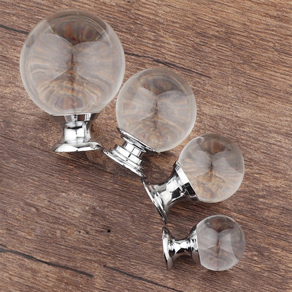 0.8 « 1 » 1.2 » 1.6 » Boule de cristal en verre Tiroir de cuisine Boutons Tire Armoire Porte Tire Boutons Commode Tire Boutons Boutons Bouton à billes en verre Matériel HW701