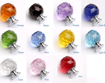 1.2"  Colorful Glass Crystal Ball Cupboard Drawer Knobs Pulls Glass Cabinet Knobs Pulls  Dresser Knobs White Black yellow red blue 0mm HW700