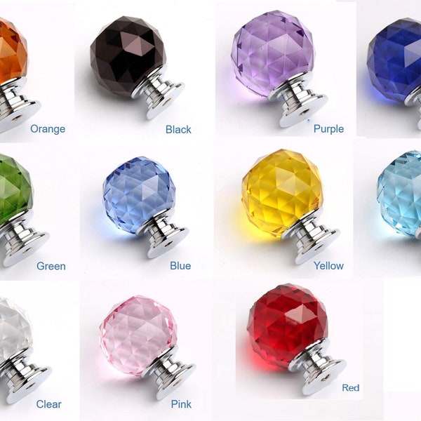 1.2"  Colorful Glass Crystal Ball Cupboard Drawer Knobs Pulls Glass Cabinet Knobs Pulls  Dresser Knobs White Black yellow red blue 0mm HW700