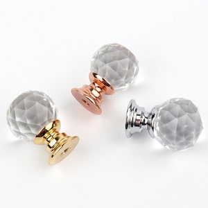 Petits boutons de tiroir en verre de 0,8 po. Poignées d'armoires de cuisine en cristal Petites poignées de tiroir de boîte à bijoux Boutons de tiroir en cristal Quincaillerie d'armoire 20 mm HW715