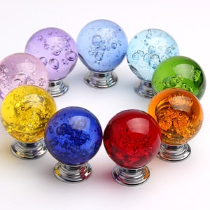1.2" Colorful Glass Crystal Bubble Drawer Knobs Pulls Cabinet Pulls Knobs  Dresser Pulls Knobs Glass Ball Knobs Cabinet Hardware 30mm HW702