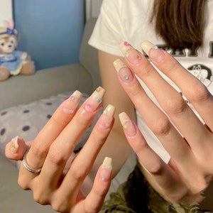 Summer Gradient French style nail Color Bubble Mermaid Inspiration cute classic press on nail elegant pink fake nail-Dorisnail
