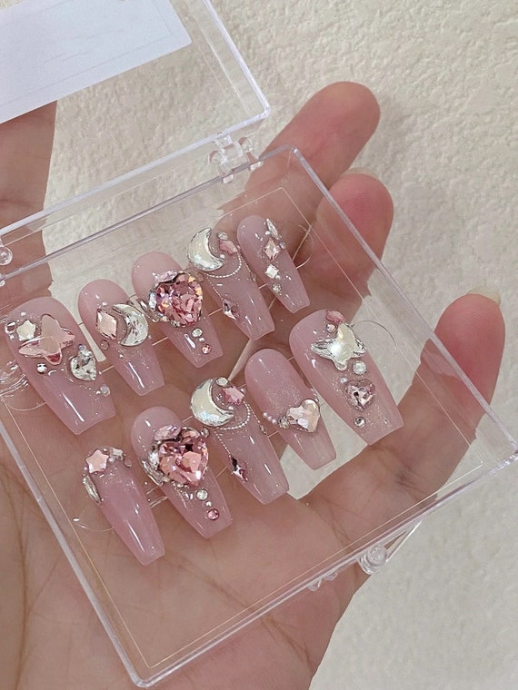 3D Acrylic Flowers Nail Charms Rhinestones Luxury Shiny Clear