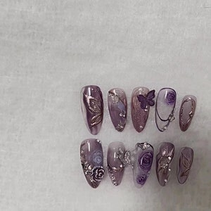 Original Purple Hand Painted Butterfly Rose Luxury Silver Butterfly ...