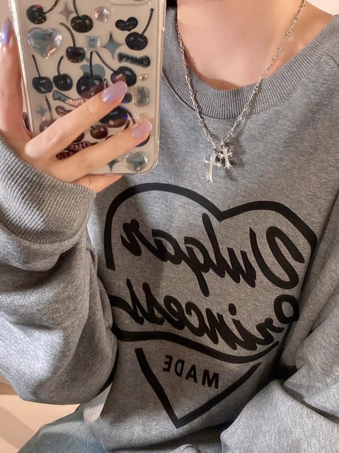 Double Cross Alloy Sliver Shiny Diamond Y2k Cool Necklace Gold