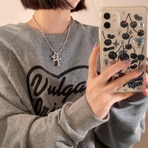 Double Cross alloy sliver Shiny Diamond y2k cool necklace Gold rhinestone accessories zdjęcie 2