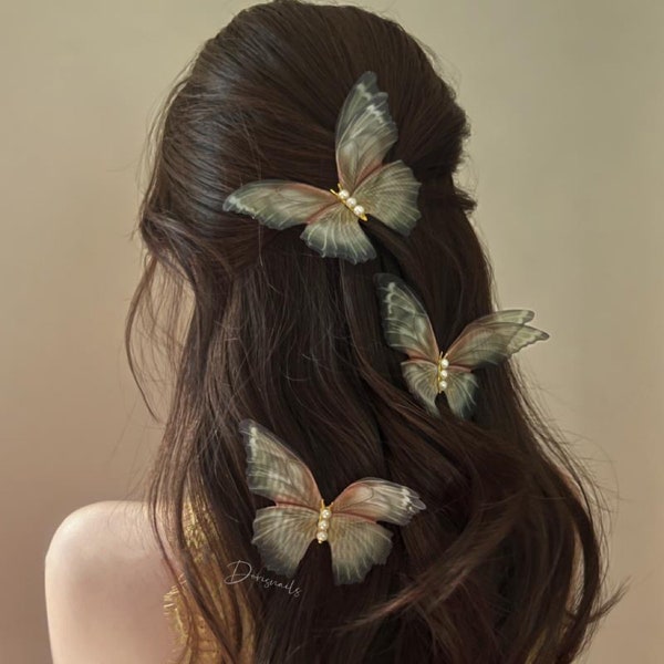 Fermaglio per capelli Super Pretty Butterfly stile Fairy clip per capelli Accessori per capelli perlati