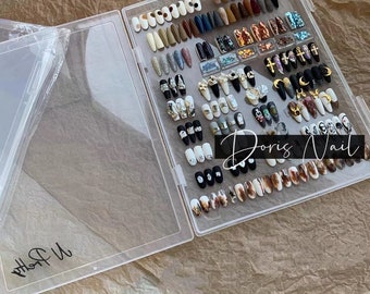 Press on nail storage box organize Acrylic box 30cm box-make you nails book-press on nails box-BEST storage for fake nail setDorisnail