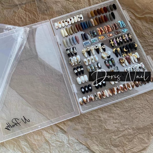 Press on nail storage box organize Acrylic box 30cm box-make you nails book-press on nails box-BEST storage for fake nail setDorisnail