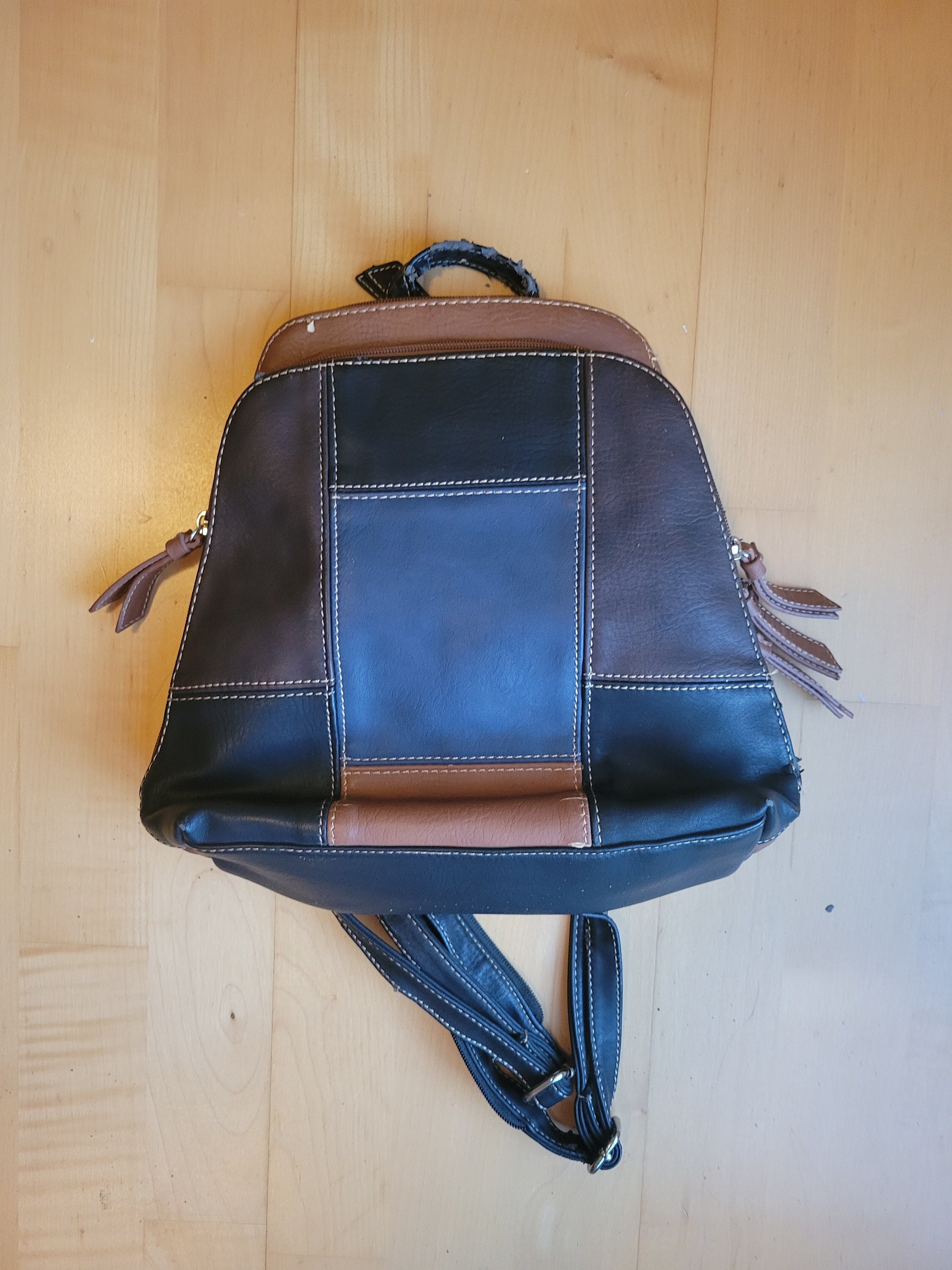 vintage 90s plaid leather mini backpack