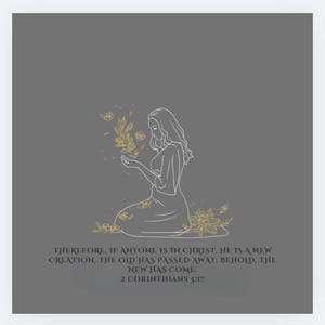 Sticker nieuwe creatie | Rae of Light Designs | 2 Korinthiërs 5:17 | Christelijke sticker jeugdkunstenaar | Vinyl met bloementekst