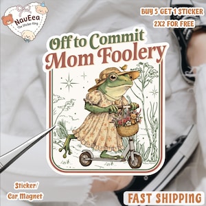 Mamma Groda Iväg för att Begå Mamma-Dumheter Klistermärke, Rolig Mamma Groda Klistermärke, Mors Dag Humor Klistermärke, Söt Groda Mamma Dekal