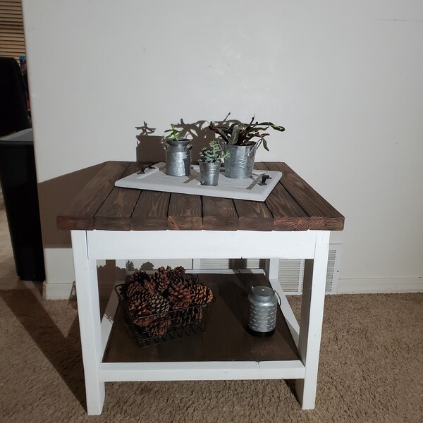 Farmhouse End Table Etsy
