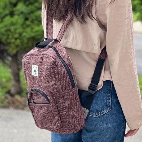 Versatile and Fashionable Mini Hemp Backpack - Ideal for Festivals, Concerts, and Outdoor Events