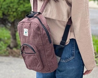 Versatile and Fashionable Mini Hemp Backpack - Ideal for Festivals, Concerts, and Outdoor Events