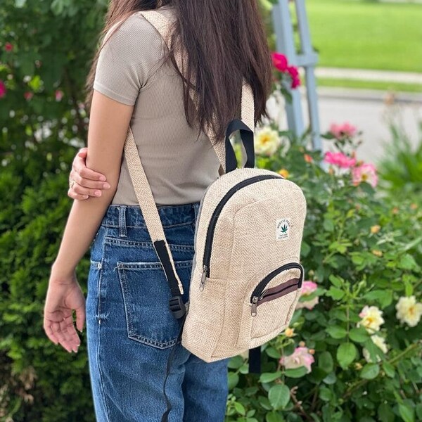 Stylish and Eco-Friendly Hemp Backpack - Perfect for Travel, School, and Outdoor Activities