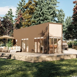 8.5m x 2.4m Tiny House Plans, 2 Bedrooms, 1 Bathroom Tiny House on trailer blueprints with loft - Modern DIY Tiny House On Wheels Plans