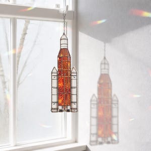 Artemis 2 Rocket Suncatcher, Science & Astronomy Lover Gift, Realistic Handmade Art