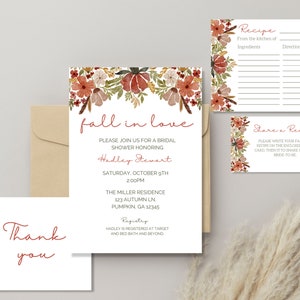 Fall Bridal Shower Invitation, Fall Bridal Shower Invitation Template, Autumn Bridal Shower Invitation, Fall in Love Bridal Shower Invite