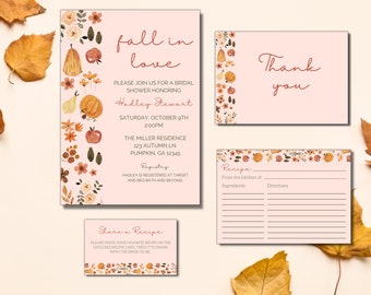 Fall Bridal Shower Invitation Template: Autumn Floral Design (Digital Download)