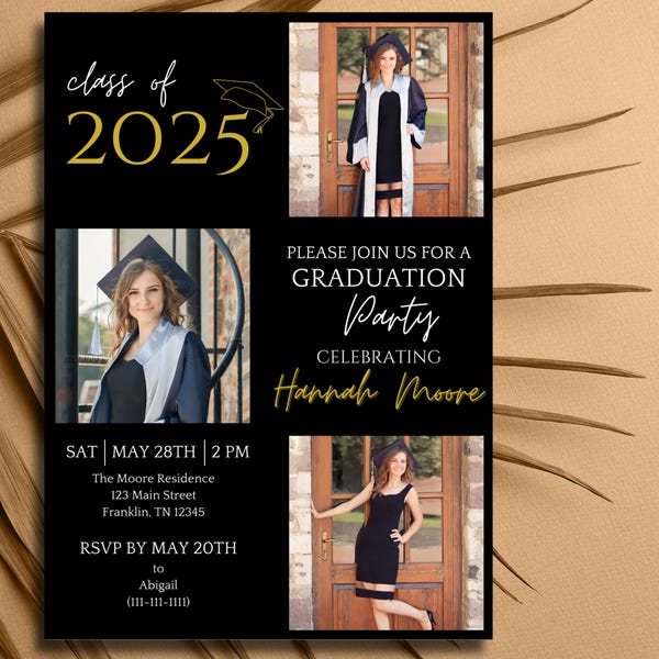 Class of 2026 Graduation Party Photo Invitation Template (Editable, Printable)
