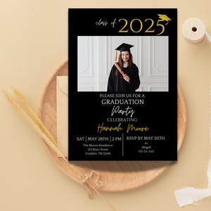 Graduation Invitation Template, Graduation Announcement, Graduation Party Invitation, Photo Invitation, Class of 2025, Printable, Editable