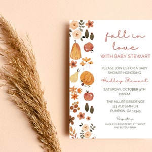 Fall Baby Shower Invitation, Pumpkin Baby Shower Invitation, Little Pumpkin Baby Shower Invitation, Fall Baby Shower Invite, Printable