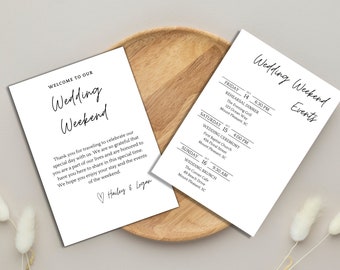 Wedding Weekend Events Template: Welcome Letter & Schedule (Canva Editable)