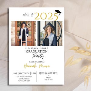 Graduation Digital Invitation Template, Grad Announcement, Graduation Party, Graduation Invite, Class of 2025, Editable, Instant Download