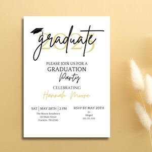 Graduation Digital Invitation Template, Grad Announcement, Graduation Party, Graduation Invite, Class of 2025, Editable, Instant Download