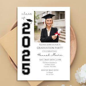 Graduation Digital Invitation Template, Grad Announcement, Graduation Party, Graduation Invite, Class of 2025, Editable, Instant Download
