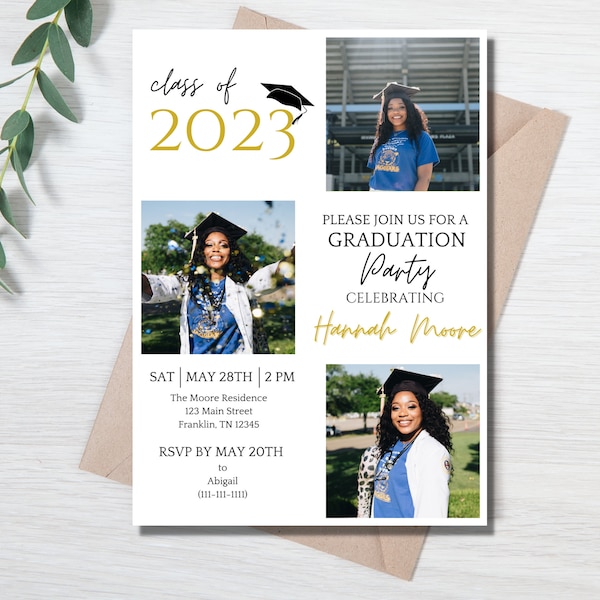 Graduation Invitation Template, Graduation Announcement Template, Graduation Party Invitation, Photo Invitation, 2023, Printable, Editable