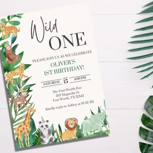 Wild One Birthday Invitation, Wild One Invitation, Template, 1st Birthday Invitation Boy, First Birthday Invitation Boy, Safari Invitation