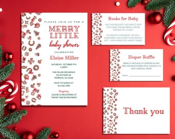 Christmas Baby Shower Invitation Template: Winter Holiday Set (Digital Download)