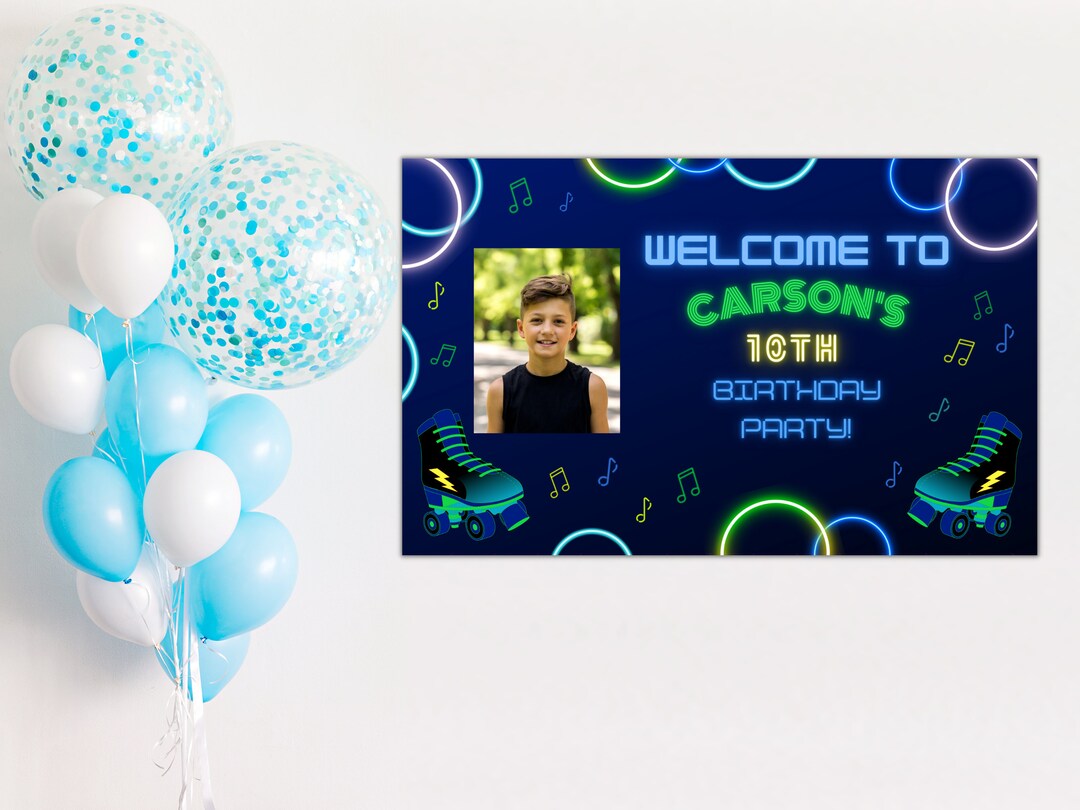 Editable Roller Skating Birthday Welcome Sign Template (digital ...