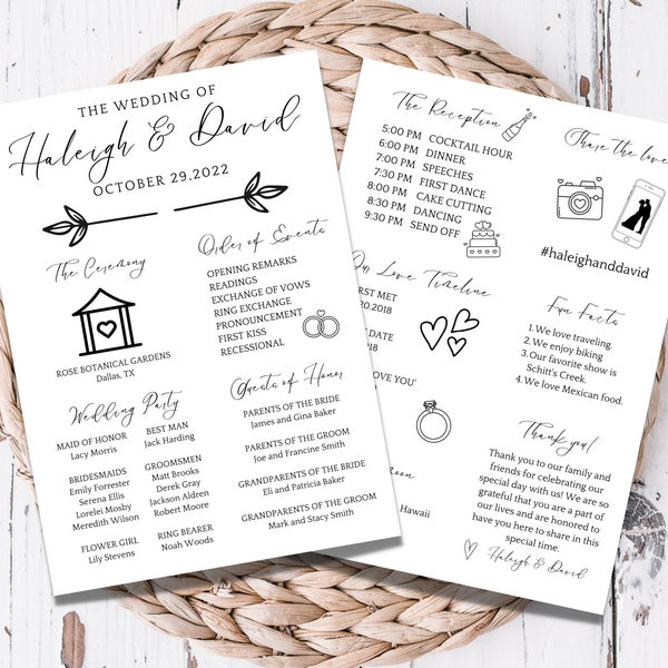 Infographic Wedding Program, Wedding Program Template, Infographic Program, Wedding Infographic, Wedding Itinerary, Wedding Day Timeline