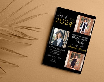 4x6 Graduation Invitation Template, Grad Announcement, Graduation Party, Graduation Invite, Digital, 2024, Editable, Instant Download