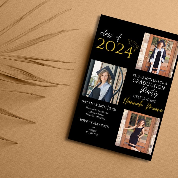 4x6 Graduation Invitation Template, Grad Announcement, Graduation Party, Graduation Invite, Digital, 2024, Editable, Instant Download